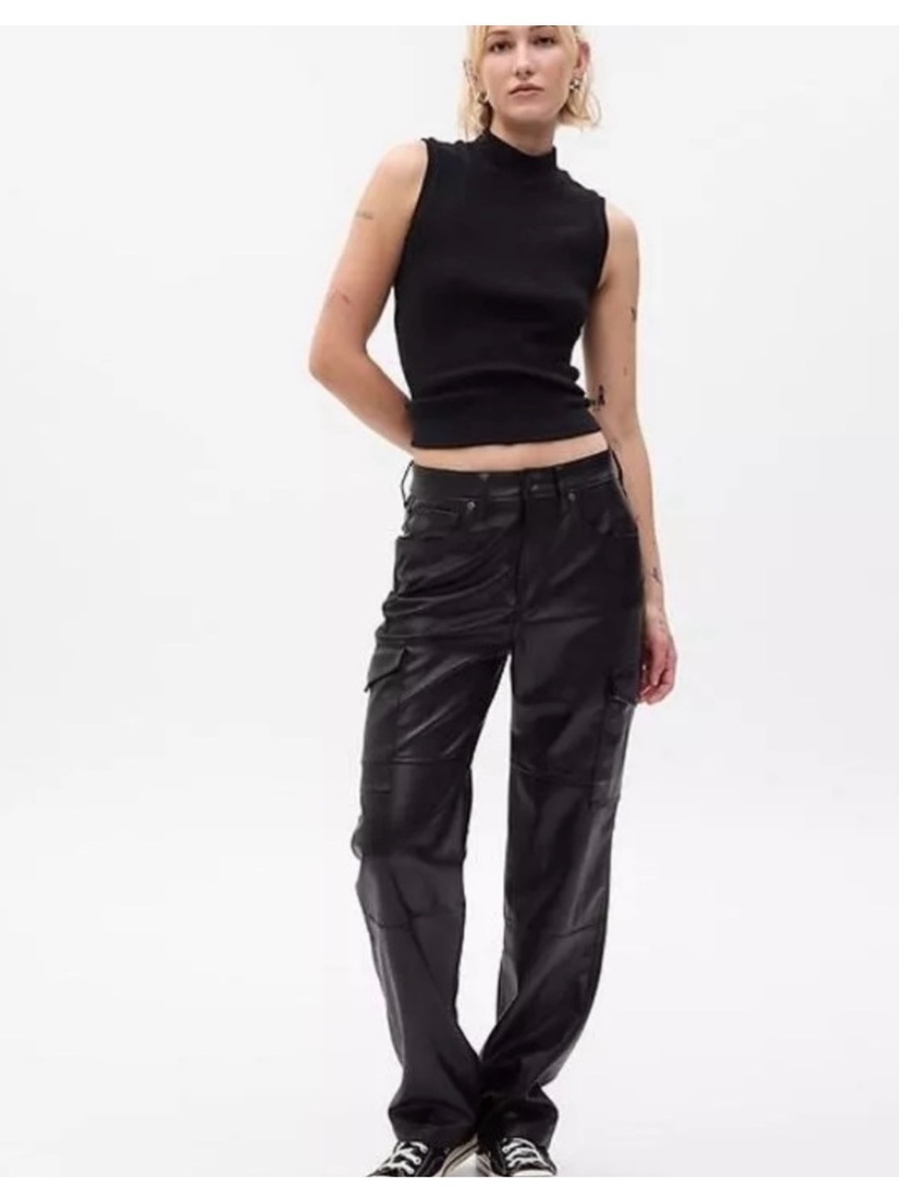 Gap High Rise '90s Loose Vegan Leather Cargo Pants New w/ tags Original $89.99